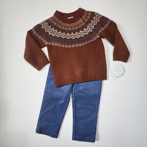 Edgehill Collection Blue & Brown Boy's Sweater Set Boy's Size 12 months NWT